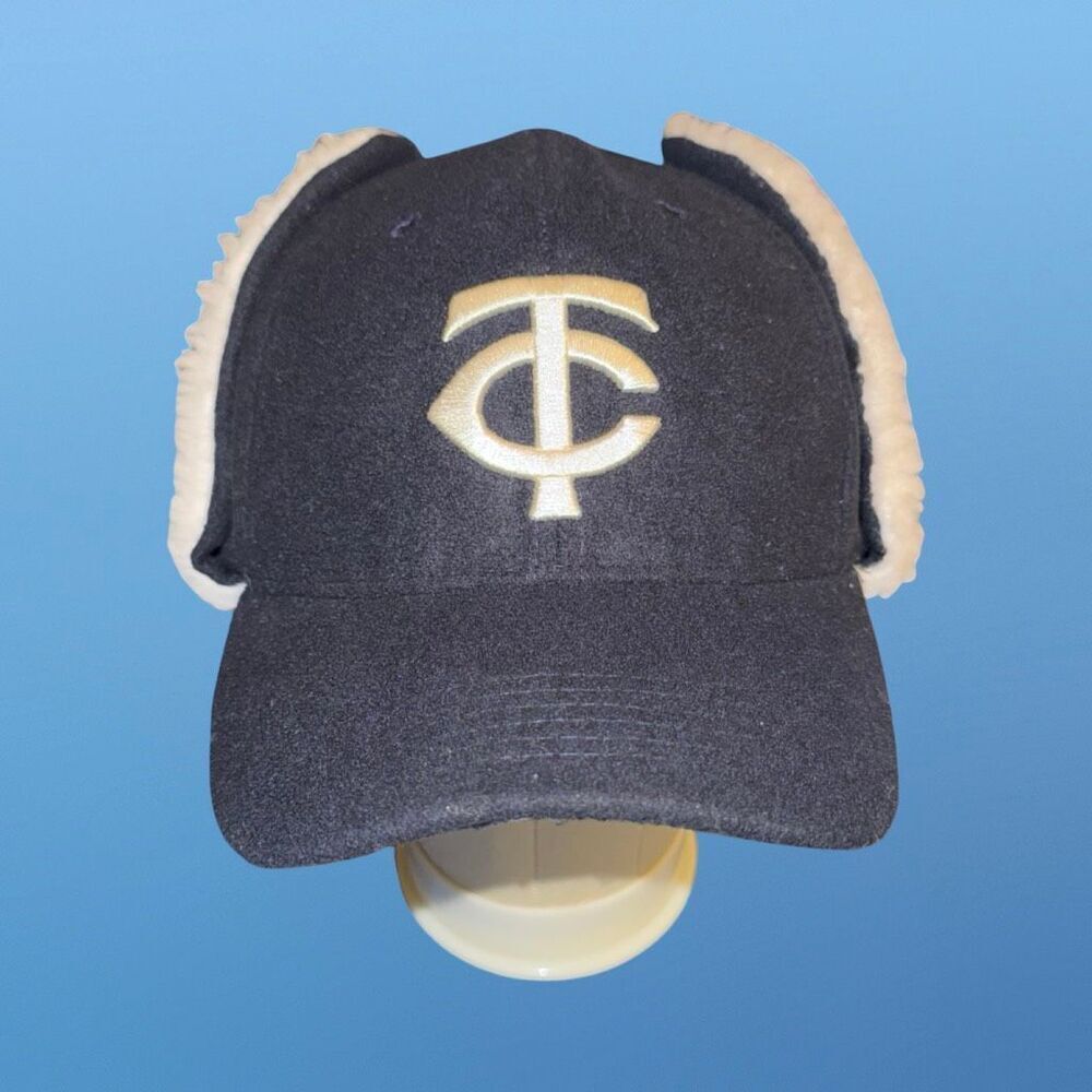 Melonwear Minnesota Twins Trapper Hat Baseball Cap Sherpa Ear Flaps Pepsi - Picture 8 of 13